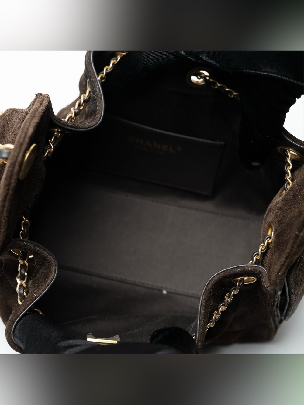 *RARE* Chanel 25 Mini Dark Brown Suede Calfskin Gold Hardware - Full Set - Picture 8 of 17